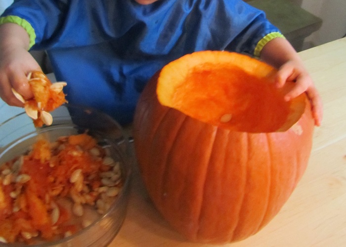 Halloween Kürbis aushöhlen