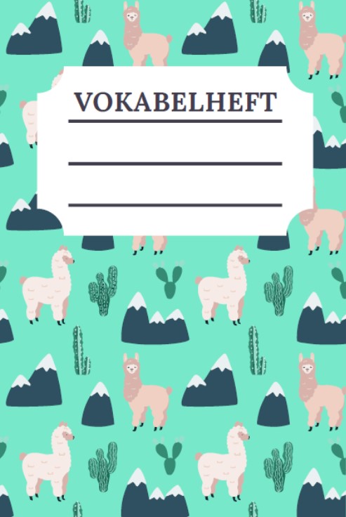 Cover Vokabelheft Alpaka Design