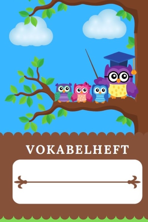 Cover Vokabelheft Eulen Design