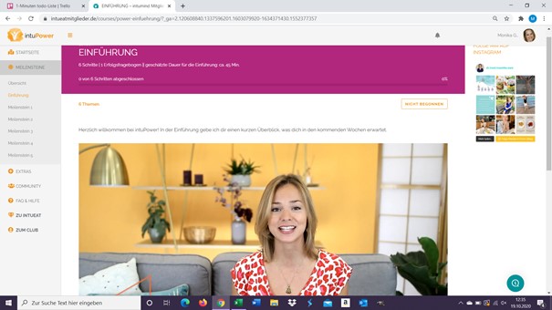 intuPower Online-Programm Screenshot Mitgliederbereich
