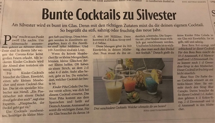 30am30 - Zeitungsartikel Kinder-Cocktails